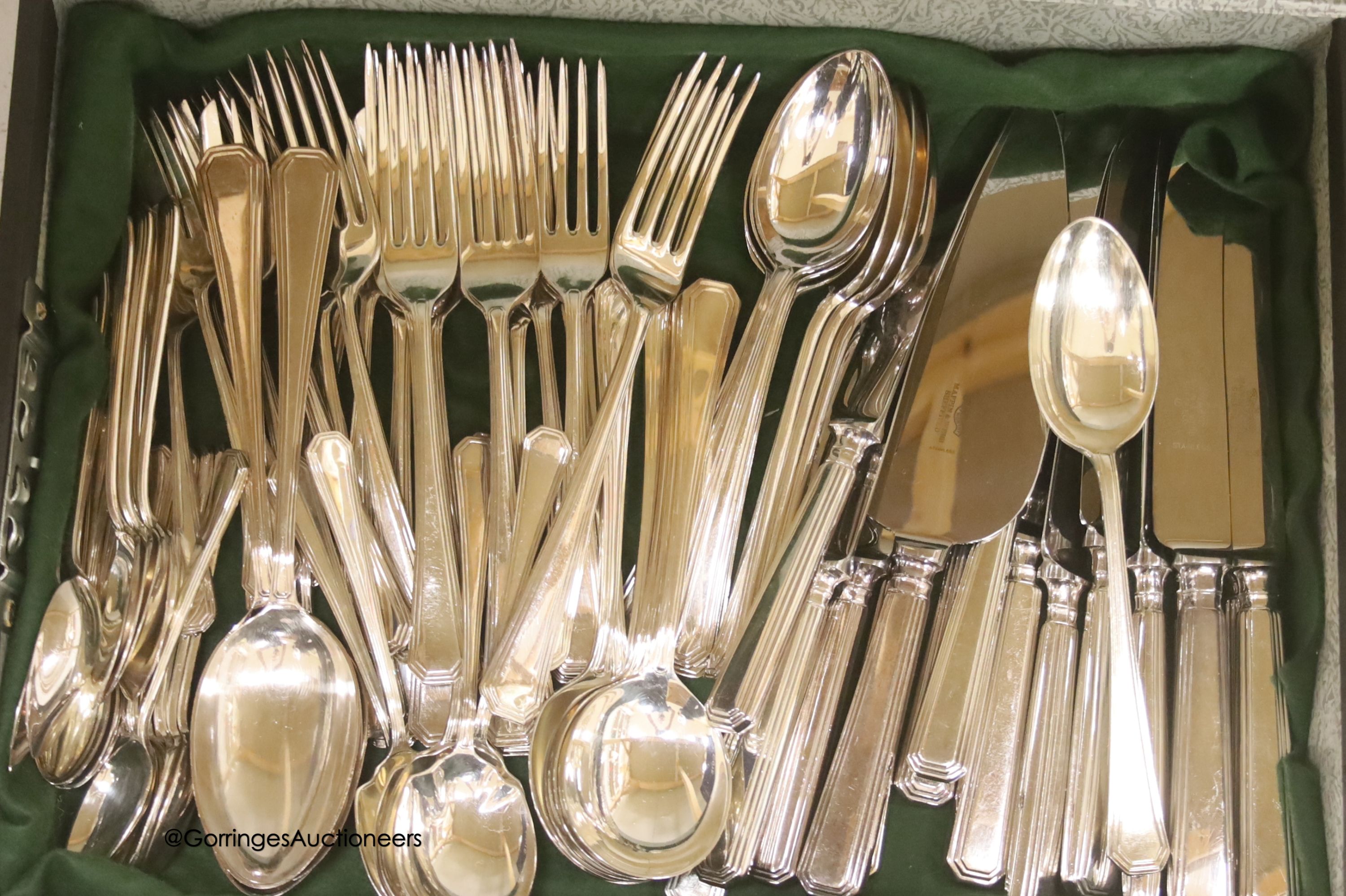 A Mappin & Webb silver plated part canteen of cutlery